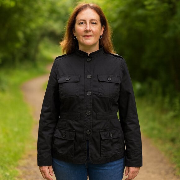 Vintage Womens Utility Military Cargo Jacket Sz L Unisex Cotton Casual Gorpcore - Picture 1 of 13